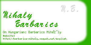 mihaly barbarics business card